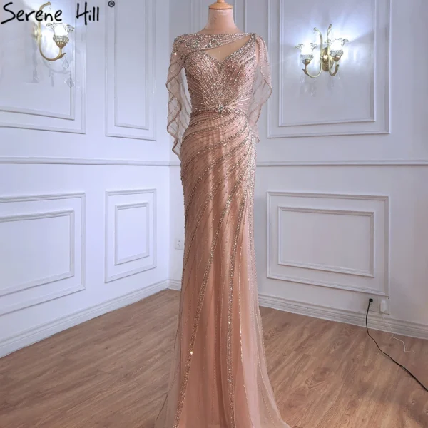 Gold wedding dresses with diamond beaded mermaid design for elegant parties - Image 4