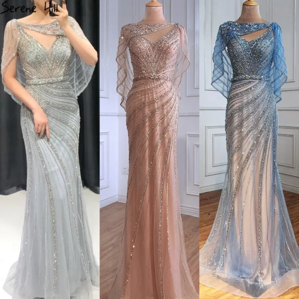 Gold wedding dresses with diamond beaded mermaid design for elegant parties - Image 2