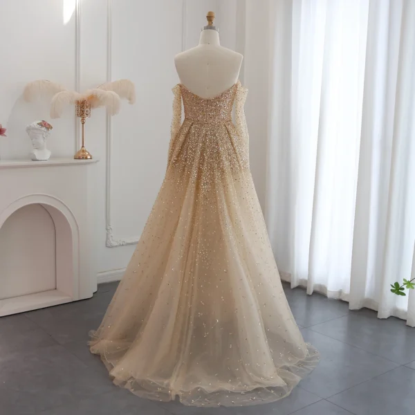 Sharon Said Luxury Gold Mermaid Evening Dress With Detachable Overskirt - Image 6