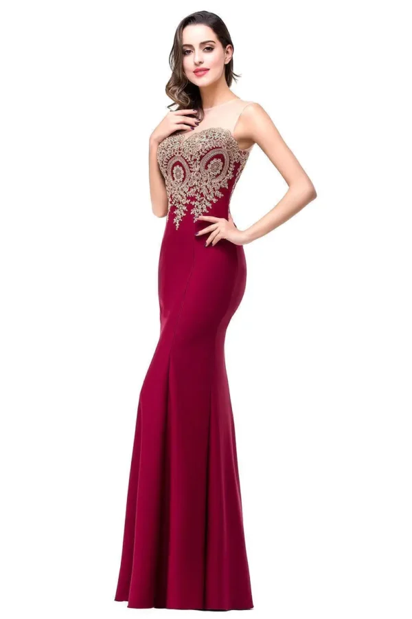 Gold Wedding Dresses Royal Blue Mermaid Sweetheart Lace Evening Gown - Image 3