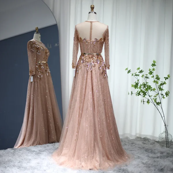 Gold Wedding Dresses Rose Gold Luxury Long Sleeve Muslim Dress Women - Image 6