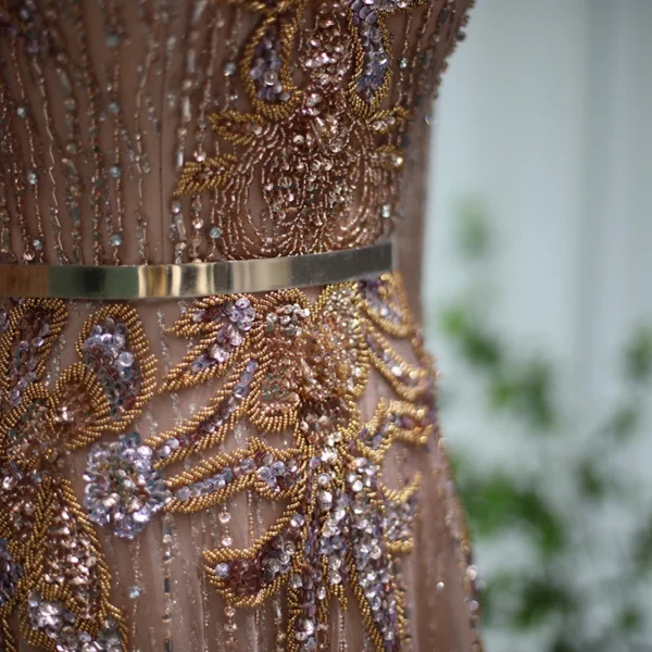 Gold Wedding Dresses Rose Gold Luxury Long Sleeve Muslim Dress Women - Image 5