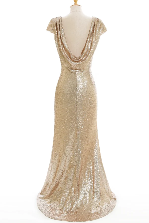 Sequined Mermaid Evening Dress Backless Sparkly Formal Prom Gown - Image 2