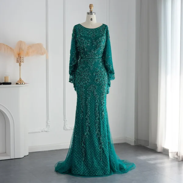 Sharon Said Luxury Dubai Gold Mermaid Evening Dress with Cape Shawl - Image 3