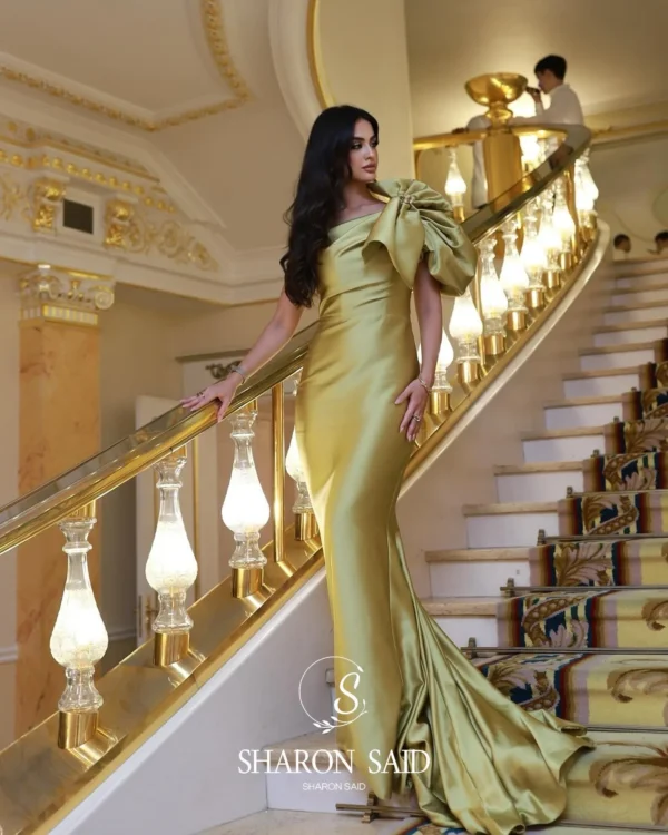 Sharon Said Dubai Gold Mermaid One Shoulder Evening Dress for Women - Image 2