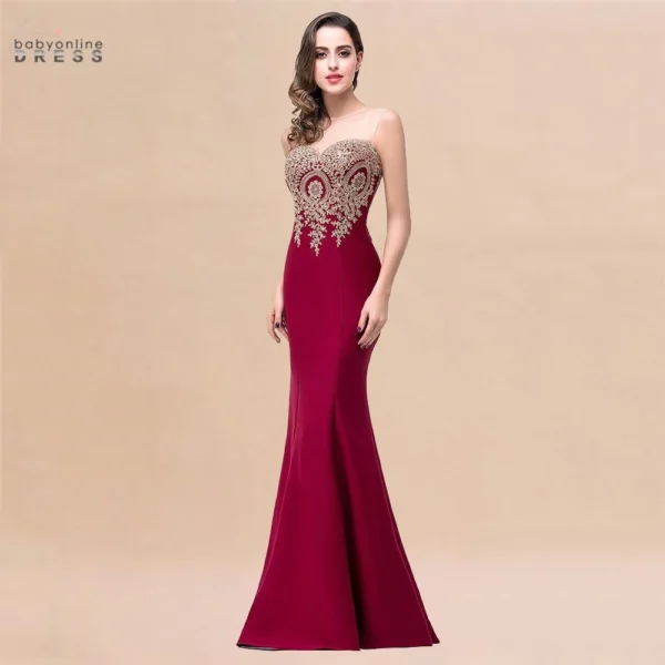Gold Wedding Dresses Royal Blue Mermaid Sweetheart Lace Evening Gown - Image 2