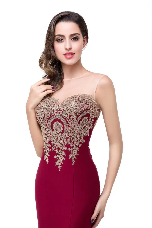 Gold Wedding Dresses Royal Blue Mermaid Sweetheart Lace Evening Gown - Image 4